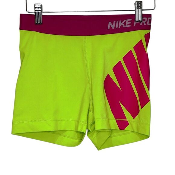 Nike PRO Shorts Size Medium Neon Green Pink Compression Running Track XC - Picture 1 of 7